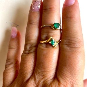 Gold rings with emerald and diamond